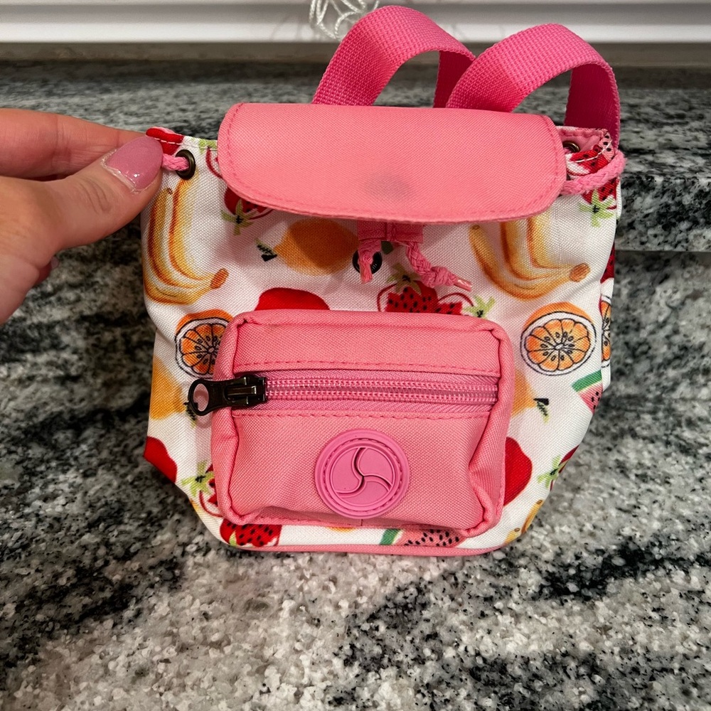 Pink Fruit Print Dogs Harness Backpack
